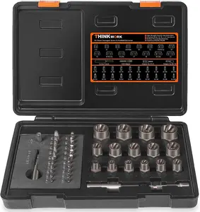 THINKWORK Damaged Screw Extractor Set, 39-Count Bolt Extractor Kit, Impact Bolt & Nut Remover Set for Damaged, Frozen, Rusted tool kit impact socket drive impact impact  socket Impact Lug Hardware