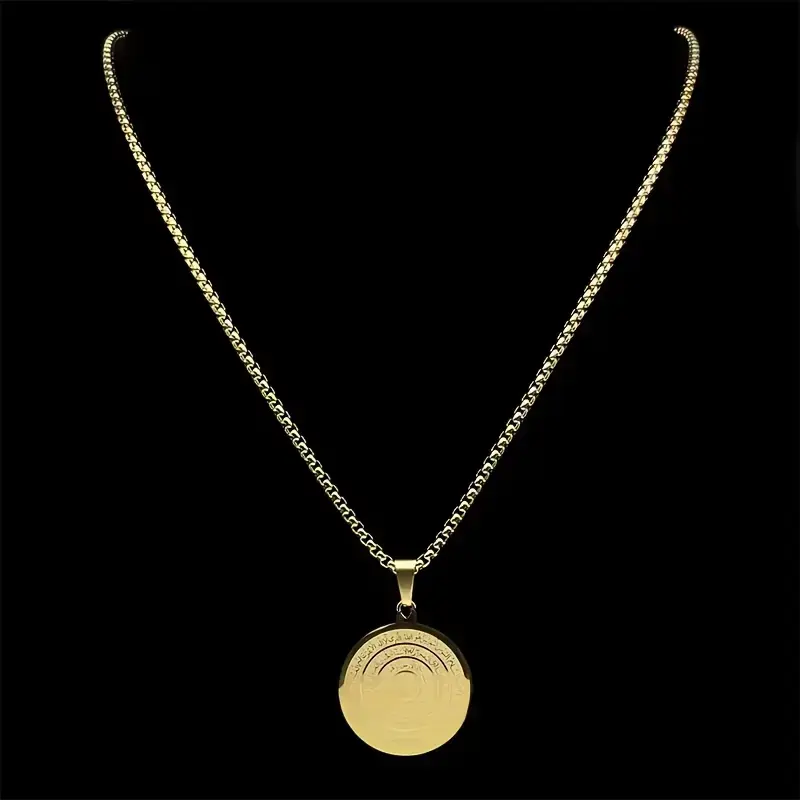 Stainless Steel Arabic Initial Letter Pendant Necklace Unisex Islamic Muslim Fashion Jewelry Elegant Versatile Accessory For Daily Wear Ideal Ramadan Eid al Fitr Holiday Gift For Men Women