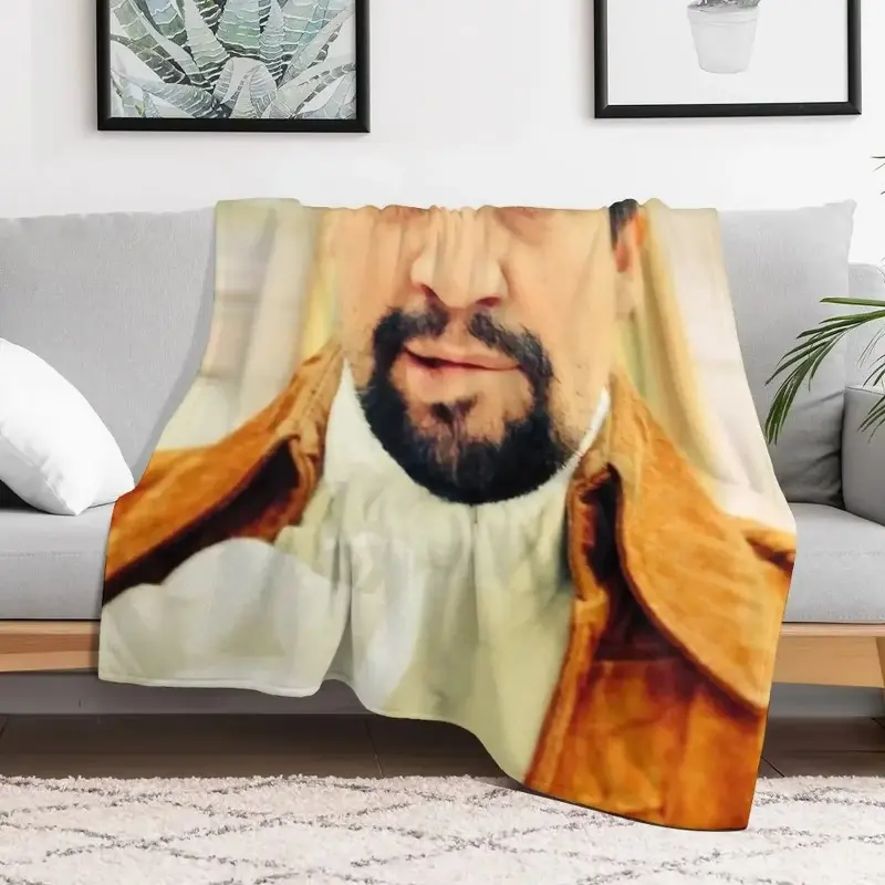 Celebrity Print Throw Blanket, Lin Manuel Miranda Design, Luxury