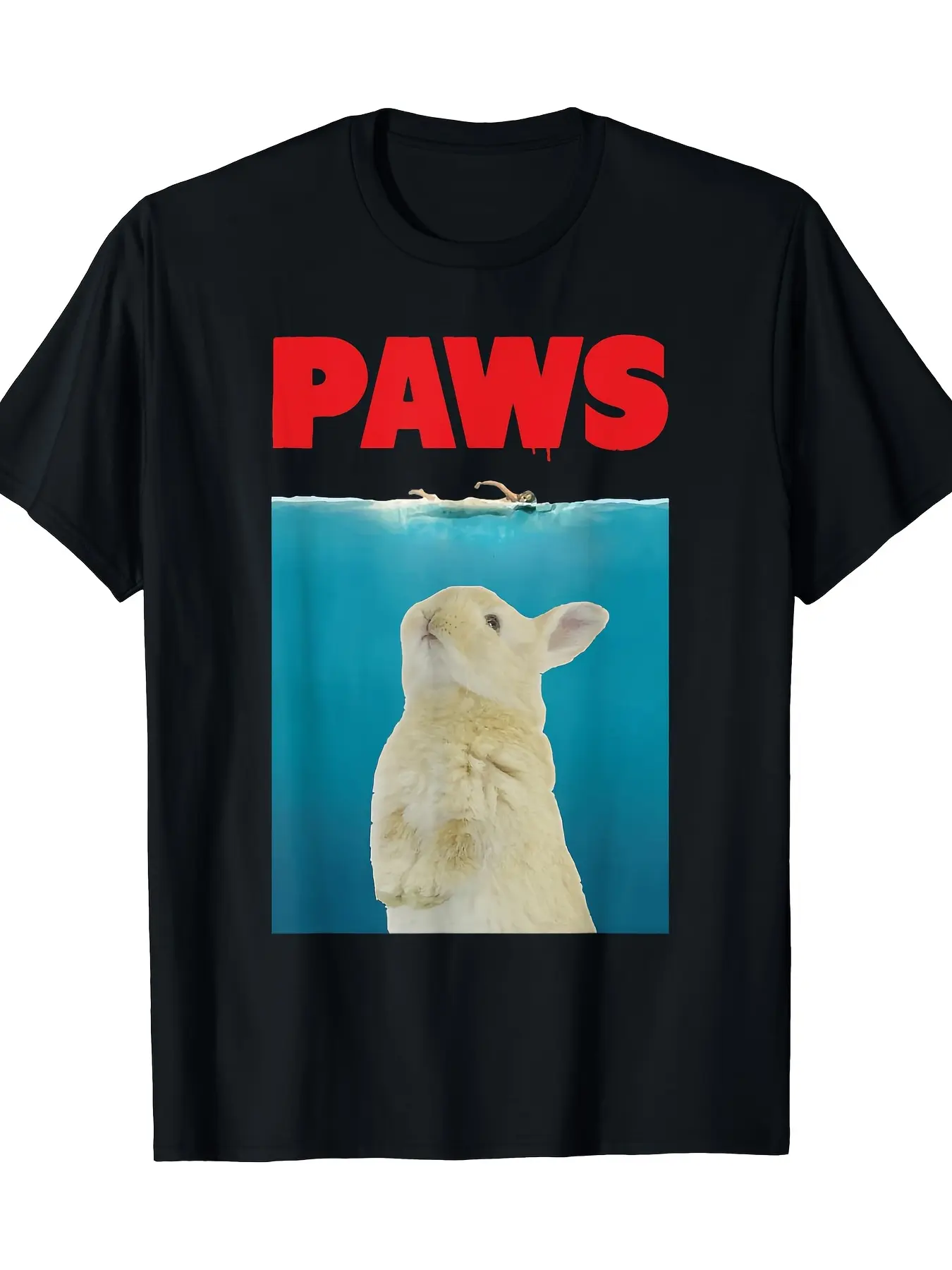 Paws Bunny T-Shirt Funny Parody Rabbit Lover Gifts - 220g