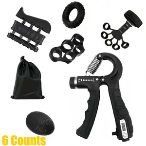 6-Piece Adjustable Hand Grip Strengthener Set – Forearm, Finger & Wrist Training with Finger Stretchers, Ideal for Home Workout & Office Stress Relief