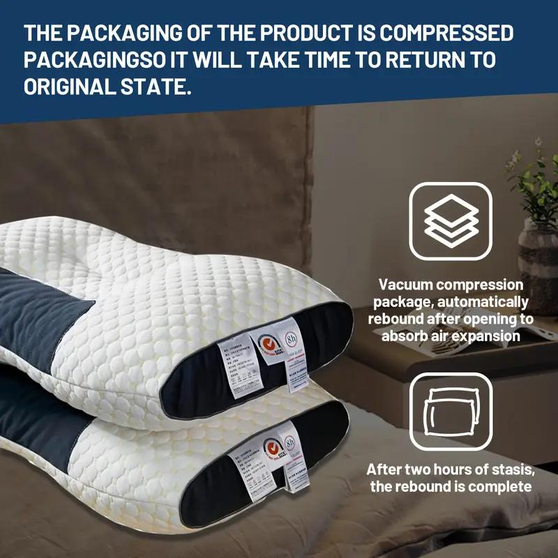 Buy 2 Get 2 Free 4 Soft Woven Neck Massage Couple Pillows Adjustable Ergonomic Orthopedic Support High-Quality Pillow Core Detachable Pillowcase Comfortable Sleep