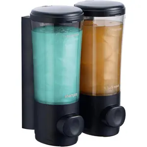 Shampoo and Conditioner Dispenser,Shower Dispenser 2 Chamber No Drill Shampoo Dispenser for Shower Wall Mounted Shower Shampoo Body Wash for Bathroom,Hotel,2 * 450ML,Black