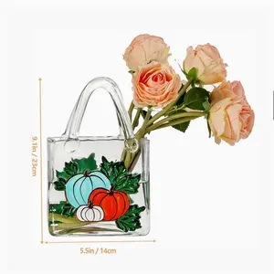 Clear Pumpkin Design Tote Bag 9.1in x 5.5in Transparent Handbag with Floral Accents for Everyday Use