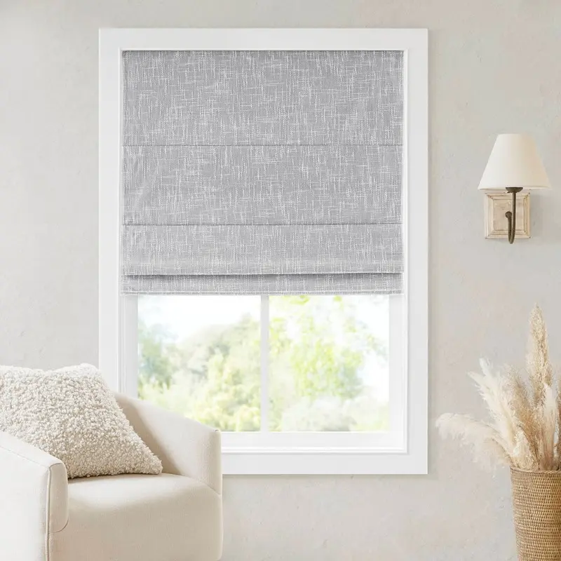 34x64 Inch Cordless Roman Shade, Total Blackout Fabric Blind, Thermal Insulated, Room Darkening Window Treatment for Bedroom & Living Room, Beige, 1-Piece