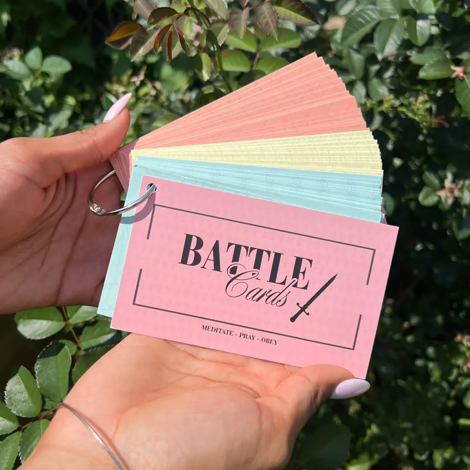 BATLLE CARDS Launch Set - Colorful Scripture Cards for Meditation Prayer & Obedience Practice - 3 Themed Packs Included - Portable & Durable - NLT NIV AMP Versions - Perfect for Daily Use