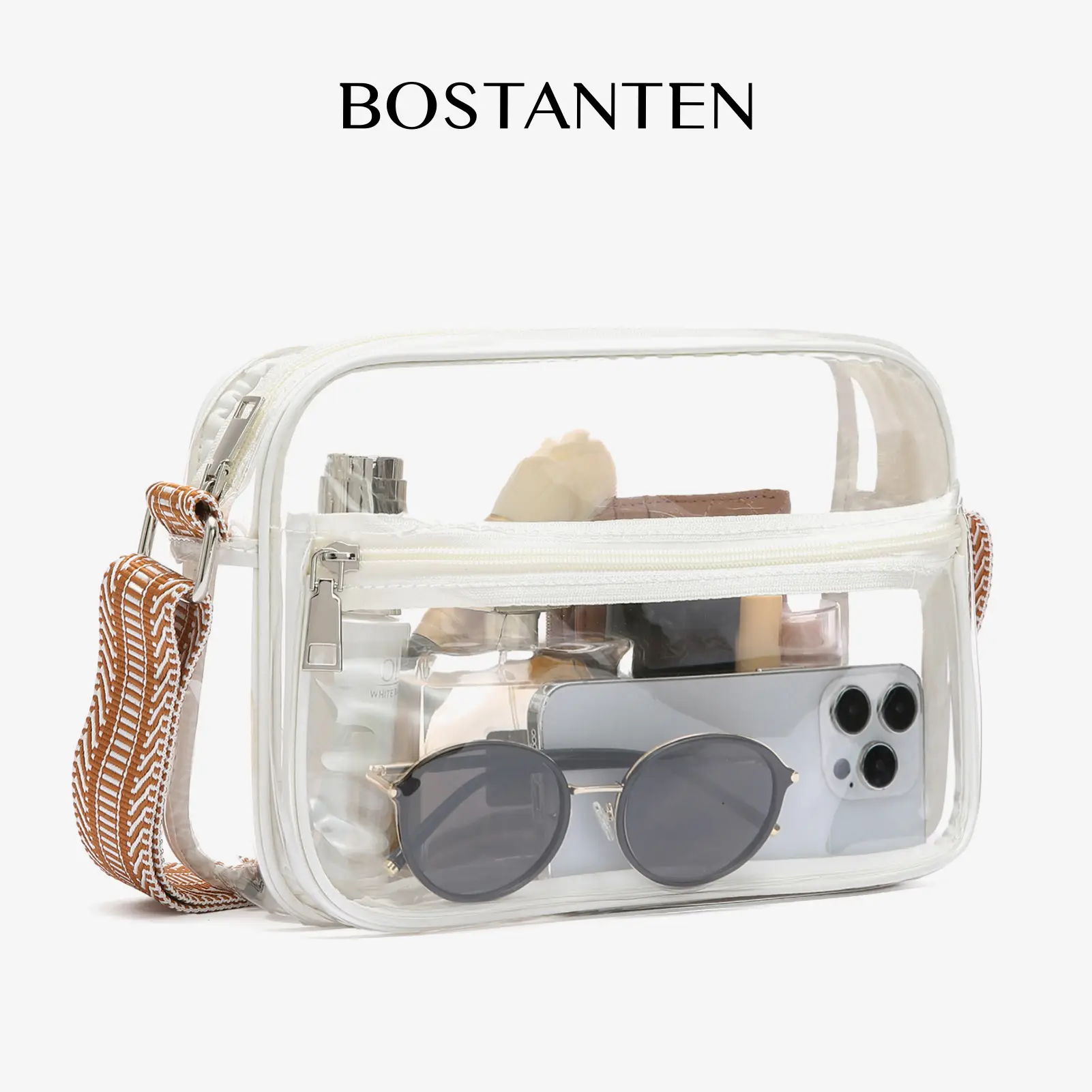 BOSTANTEN Clear Purses for Women Stadium Approved Clear Bags Small Crossbody Bags Trendy for Concerts Sports