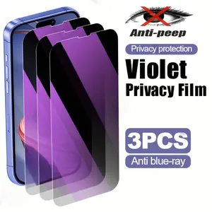 3pcs Anti-Blue Light Privacy Screen Protector For iPhone 17 Air/17/17 Pro/17 Pro Max/16/15/14/Plus/16E/13/12/Mini/11/XR/X/XS/XS MAX,Anti-Spy,Anti-Fingerprint,Anti-Glare,Scratch Resistance,Dynamic Islands Compatible