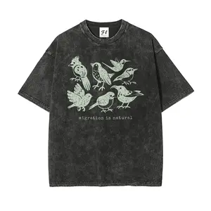 "Migration Is Natural" Anti ICE Shirt S~5XL Oversize Unisex Washed T-Shirt for Women and Men's Unisex Fit Batik Cotton Oversize Streetwear Menswear  Super Soft Pre-Shrunk