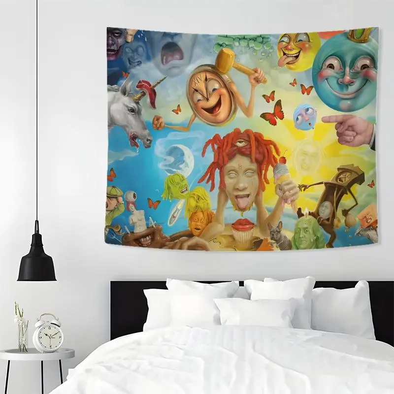 Multicolor Trippy Psychedelic Wall Tapestry - Hippie Decor, Polyester Wall Hanging with Eclectic Tapestry Style & Whimsical Aesthetic, Room Art for Bedroom, Home Study Room
