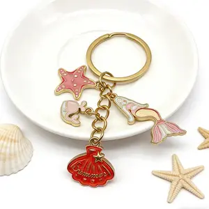 Ocean Series Starfish Shell Dolphin Turtle Bag Keychain Charm, Sweet Cute Mermaid Tail Pendant, Adorable Small Hanging Decoration