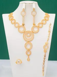 Circle Design Matching Jewelry Set, Fashion Necklace Earrings Bracelet Ring for Party, Daily Clothing Decor, Trendy All-match & Exquisite Jewelry for Birthday Gift