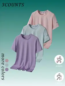 Beat the Heat! 1-Piece/3-Pieces Sports Tee Set Summer Women's Sports T-Shirts Quick Dry Activewear - Ultra-Breathable Ice Silk Fabric, Quick-Dry & Lightweight with Waist Cinch Design & Reflective Print, Perfect for Gym, Running, Daily Casual