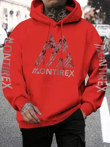 Men's Fall Winter Dark Art Hoodie, Montirex Letter Print, Fashionable and Practical, Casual Daily Wear, Casual Hooded Sweatshirt