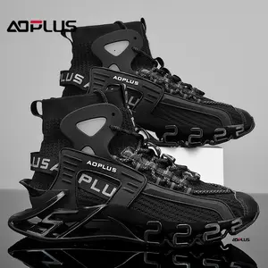 AOPLUS CYBERPUNK PLATFORM SNEAKERS    3.2" hidden height boost! Futuristic ventilated design, ultra-lightweight cloud comfort. Seamlessly transitions from streetwear to outdoor techwear. LIMITED STOCK! # CyberpunkStyle # HiddenHeightShoes # Techwear Snea