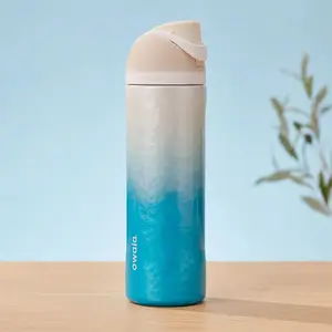 Owala FreeSip 24oz Rolling In Blue Ombre Insulated Stainless Steel Water Bottle with Straw Lid Beach Travel Gym School Tumbler PR3