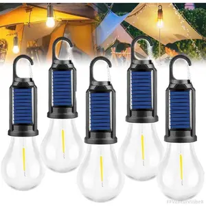 Solar Rechargeable Hooked Camping Light, Solar Tent Lights USB Rechargeable LED Camping Lantern, Outdoor Hanging Light Bulbs, Portable Outdoor Waterproof Emergency Light Bulb FFVentureVibe8