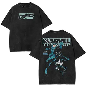 Superstyle MTU Spidey vs Mark Grayson Invincible War Comic Double Printed Lightweight Acid Washed Tee TV Series Graphic Cotton T-Shirt streetwear lover graphic tee