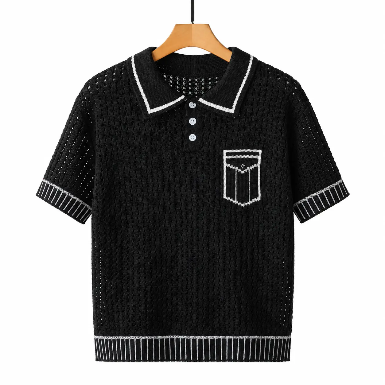 Men's summer cool knit short-sleeved shirt, Bohemian style casual resort wear, loose fit, with a lapel collar and button closure. Menswear Top Shortsleeve Tshirt Tropical Streetwear,back to school,back to school shopping