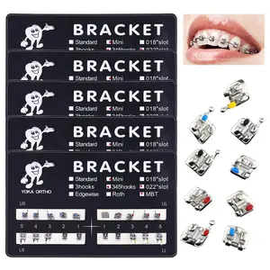 Dental Bracket, Brackets for Braces, 5 Sets 100 Pcs Dental Braces Teeth Model Mini MBT Brackets MBT 022 Slot Bondable, 345 Hooks. (Mini MBT 022 Slot 345 Hooks)