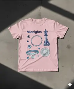 Midnights Aesthetic Shirt, Retro Jewelry Graphic Tee, Blue Queen Chess T-Shirt, Dreamy Nightcore Outfit for Music & Art Lovers