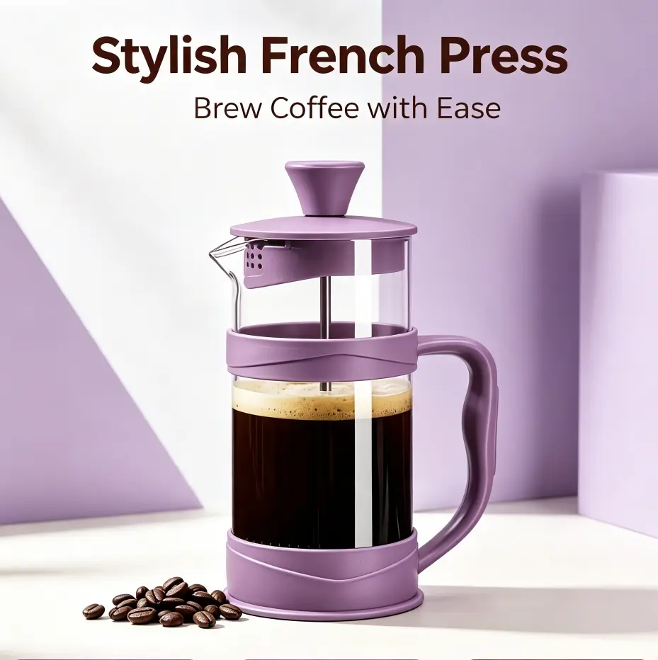 Cold Brew Coffee Maker Pot, Purple, 11.8 Ounces, French Press Coffee/tea Pot, Camping Mini Coffee/tea Press Pot, 304 Stainless Steel Filter
