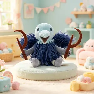 Creative plush toy, blue crow monster plush toy, funny doll
