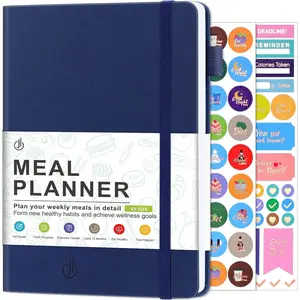 Weekly Meal Planner Notebook,  Journal Daily Meal Prep Journal with Shopping and Grocery Lists for  Planning Menu Planning  Diet or  , Last 1 Year,Undated, A5, Navy Blue