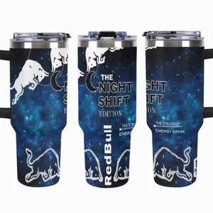 RedBull Night Shift 40oz Tumbler, RedBull Inspired Starry Galaxy Design, Energy Travel Mug, The Struggle Is Real Cup, Gift for Night Owls, Stainless Steel Coffee Cup, Gamer & Worker Gift, Tea Drinkware, Gift for Friends