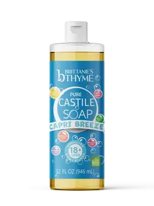 Brittanie’s 32oz Capri Breeze (Volcano Scent) Castile Soap All-Natural Multi-Use Cleanser | Face, Body, Hair & Home | Plant-Based, Deep Cleaning, Refreshing Tropical Glow | Family Made, Small Batch, USA Crafted