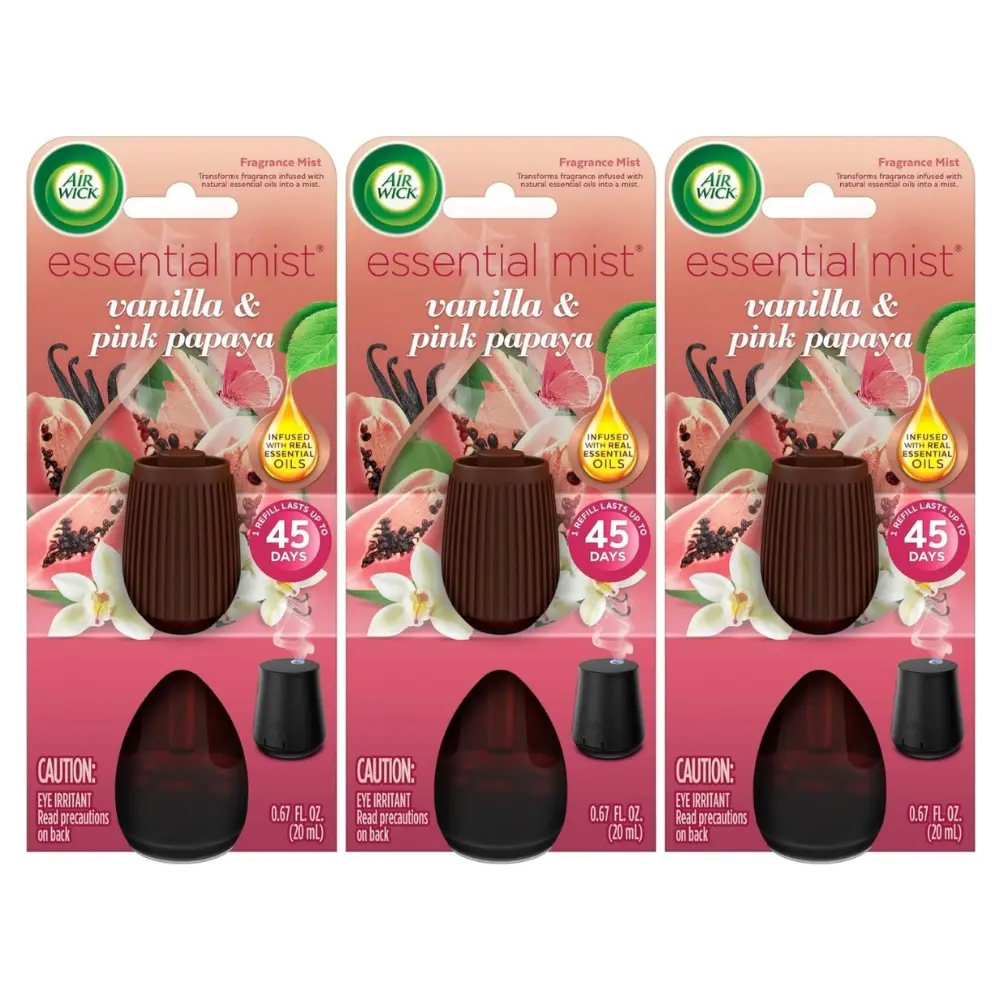 Air Wick Essential Mist Refill, Vanilla & Pink Papaya, 0.67 oz ( Pack of 3 )