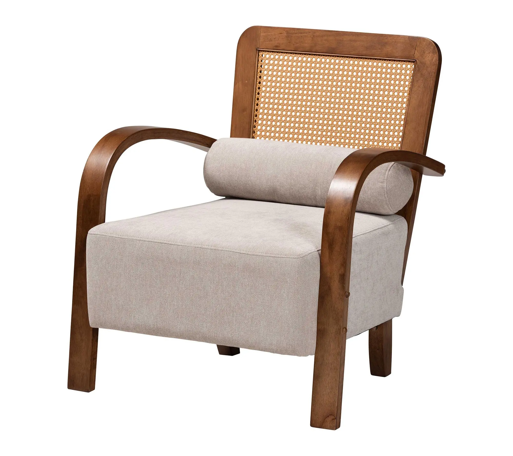 Baxton Studio Sage Grey Fabric and Walnut BrownWood Arm Chair