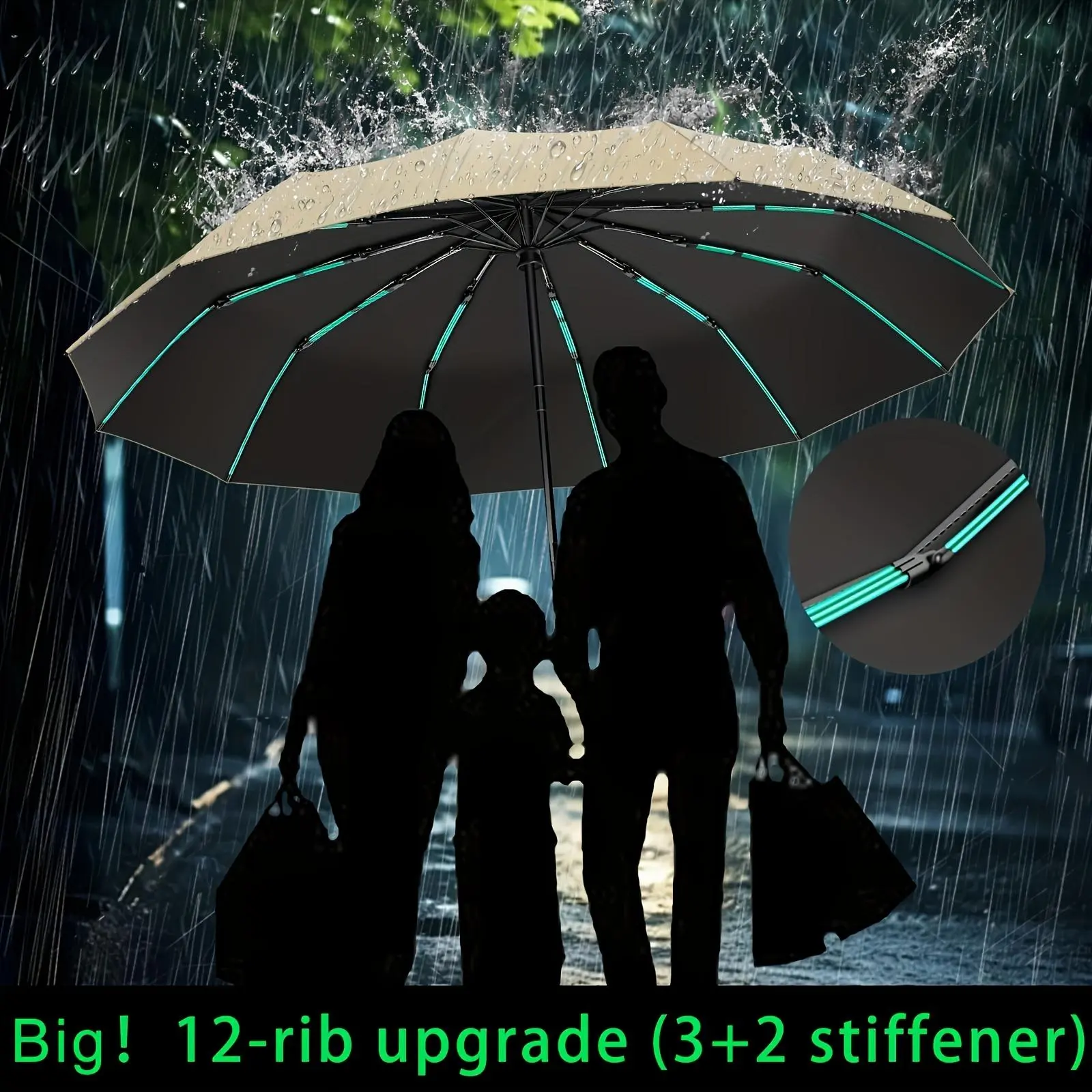 Super Strong Windproof Automatic Folding Men Umbrella, 72/80 Bone Reinforced, Large Rainproof Sun Umbrellas Women