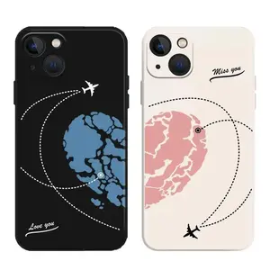 Aircraft Love Heart Couple Phone Case Stylish & Durable New Year Gift: Fashionable Phone Case for iPhone 11-17– Perfect Blend of Protection and Trend