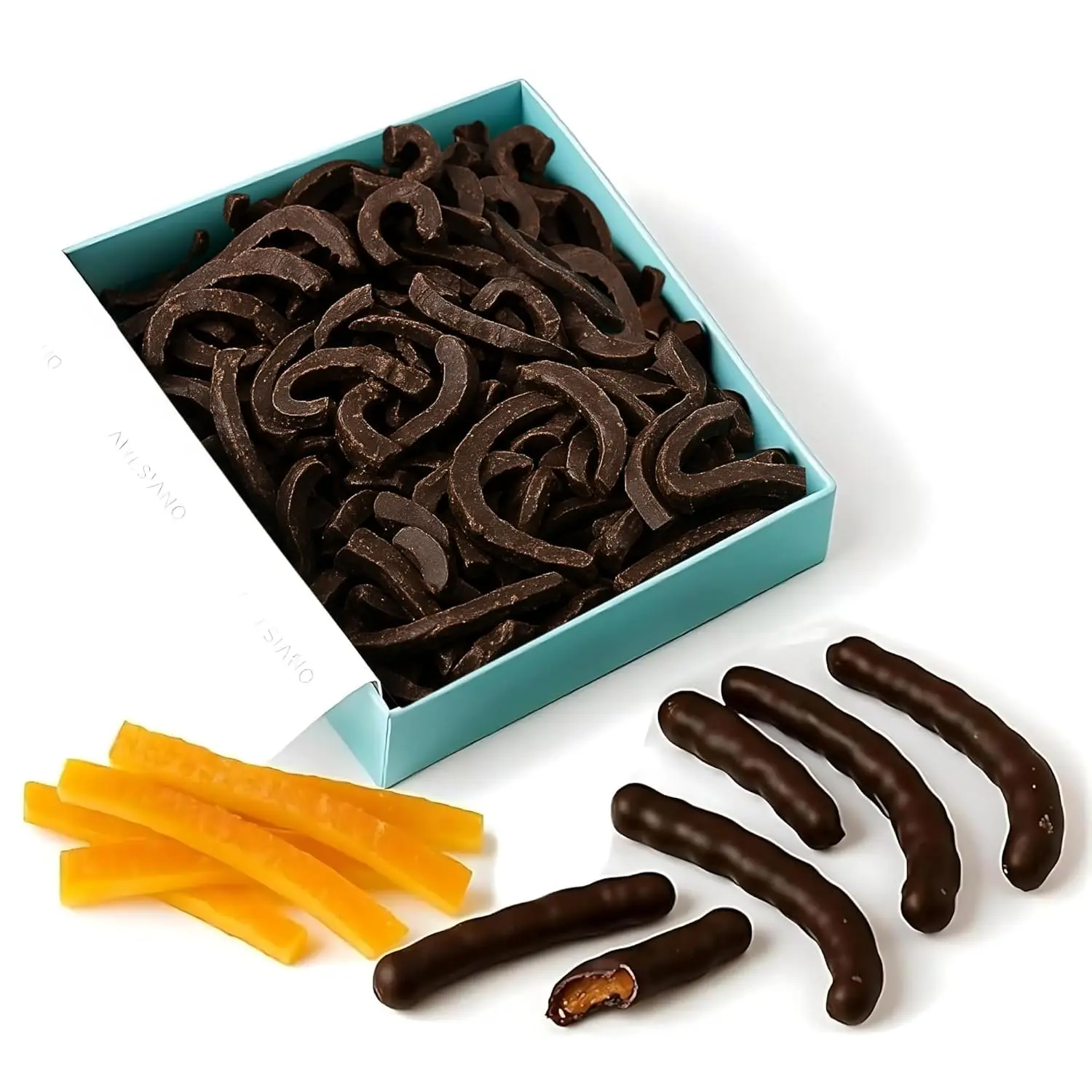 Andy Anand Dark Chocolate Covered Orange Peel Bars, 24 pc, 1 lb – Real Candied Orange Zest, Belgian Chocolate, Birthday & Holiday Gift Box