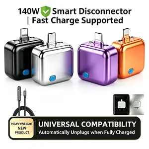 140W Type-C Physical-Disconnect Battery Guard - Auto & Self-Eject Charging Accessory, Smart Auto-Stop Fits Charger for Smartphone, Laptop, Tablet, Anti-Overcharge Tech for Safe Overnight Use, Wireless Earbuds Gift