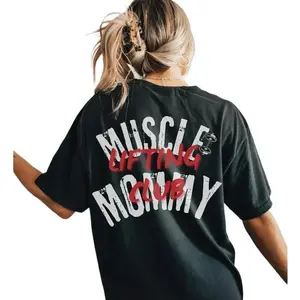Muscle Mommy Lifting Club Gym Tee (NEW!) - Women's Tops, Sports-Themed T-Shirt, Comfortable Workout Wear, Gym-To-Streetwear Style, Budget-Friendly Father's Day Gift t0115, Sports-Themed Women's T-Shirts
