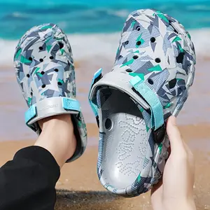 Men'S Fashionable Color-Block Clogs - Breathable, Non-Slip EVA Sandals with Adjustable Strap for Casual Outdoor Activities, Perfect for Spring/Summer/Fall, Beach Footwear | Colorful Pattern Sandals | Breathable Upper