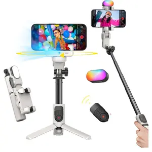 Sefie Stick Tripod with Auto Face Tracking for iPhone - 4 in 1 Gimbal Stabilizer for TIK Tok YouTube Video Recording - M1 Pro White photography video
