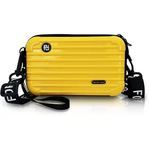 Mini Suitcase Crossbody Bag, Plastic Mini Suitcase Bag Suitcase Purses Stylish Suitcase Cosmetic Bag with 2 Straps