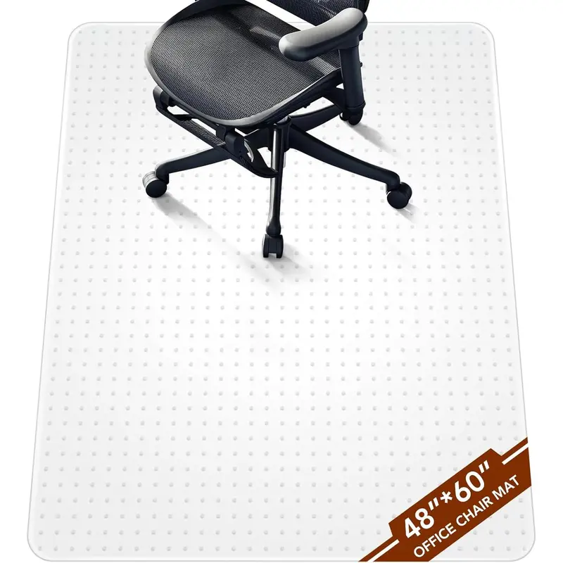 Office Chair Mat for Low Pile Carpet with Lip, 48" x 60" Clear Plastic Floor Protector, Heavy Duty Desk Chair Mat for Rolling Chairs, Smooth Glide Computer Mat for  Office
