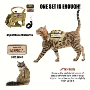 Escape Proof Cat Harness and Leash Set - Adjustable Soft Mesh Walking Vest with "I'm Special" Patch (No Pull Safety for Kittens/Cats)
