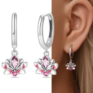 S925 Sterling Silver Original Jewelry Lotus Earrings Women's Fashion Jewelry Suitable for Daily Parties Parties Weddings DIY Holiday Birthday Gifts