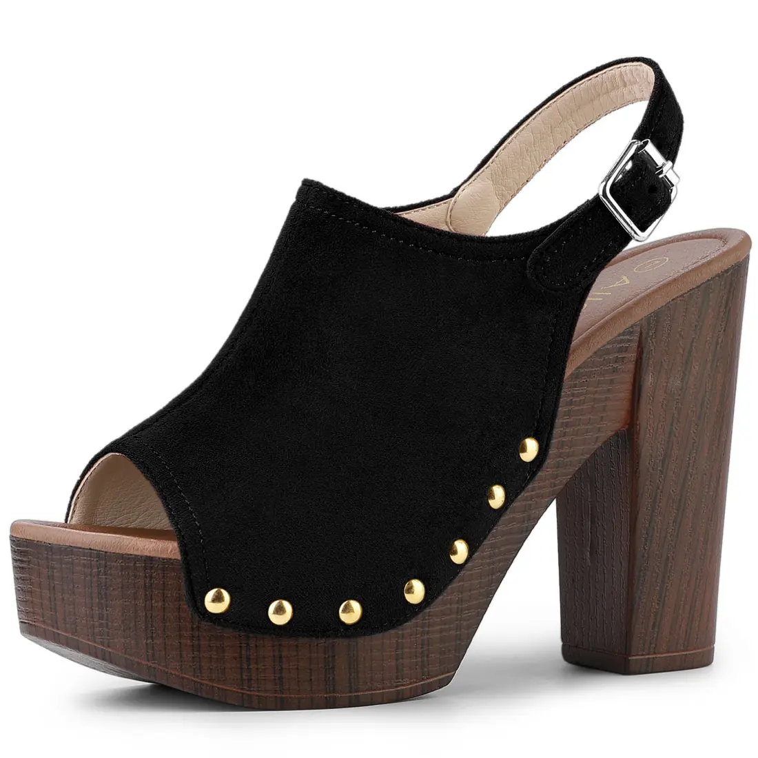 BLISSFUL STEP Women's Slingback Platform Chunky Heel Sandals