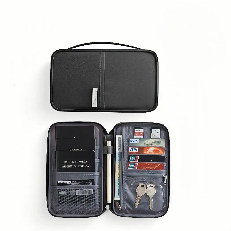 Passport Holder, Waterproof Document Bag for Women and Men, Multi-Functional Travel Document Organizer with Zipper, Can Store Passports, Credit Cards, Tickets, and Cash
