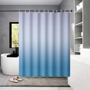 1PC Blue Gradient Shower Curtain, Multiple Sizes, Made of Polyester Fabric with Hooks, Machine Washable, Bathroom Partition Curtain, Suitable for Walls and Bathtubs, Modern and Minimalist Style Bathroom Home Decoration Shower Curtain