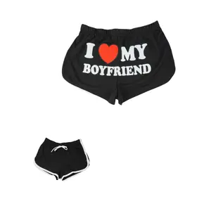 I Love My Boyfriend Shorts，Surprise Gift, Casual Comfy Print Shorts for Daily Outdoor Wear, Women Comfort Bottoms for Summer
