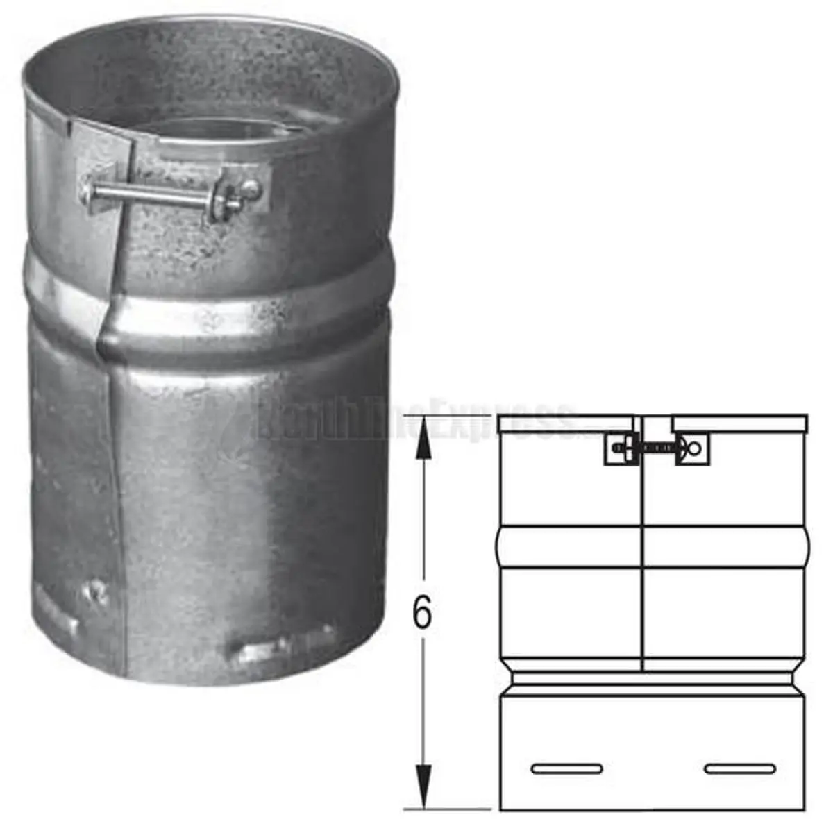 DuraVent 6BVAF 6 in. Dia. Type B Round Gas Vent Pipe Double Wall Universal Female Adapter