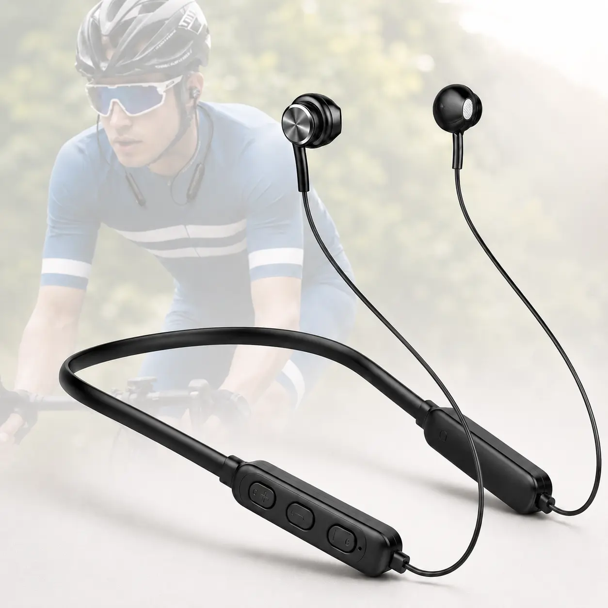 Wireless Bluetooth Neckband Headphones with Mic, Magnetic Earbuds, HiFi Stereo Sports Earphones for Music Calls Workout Electronic Button