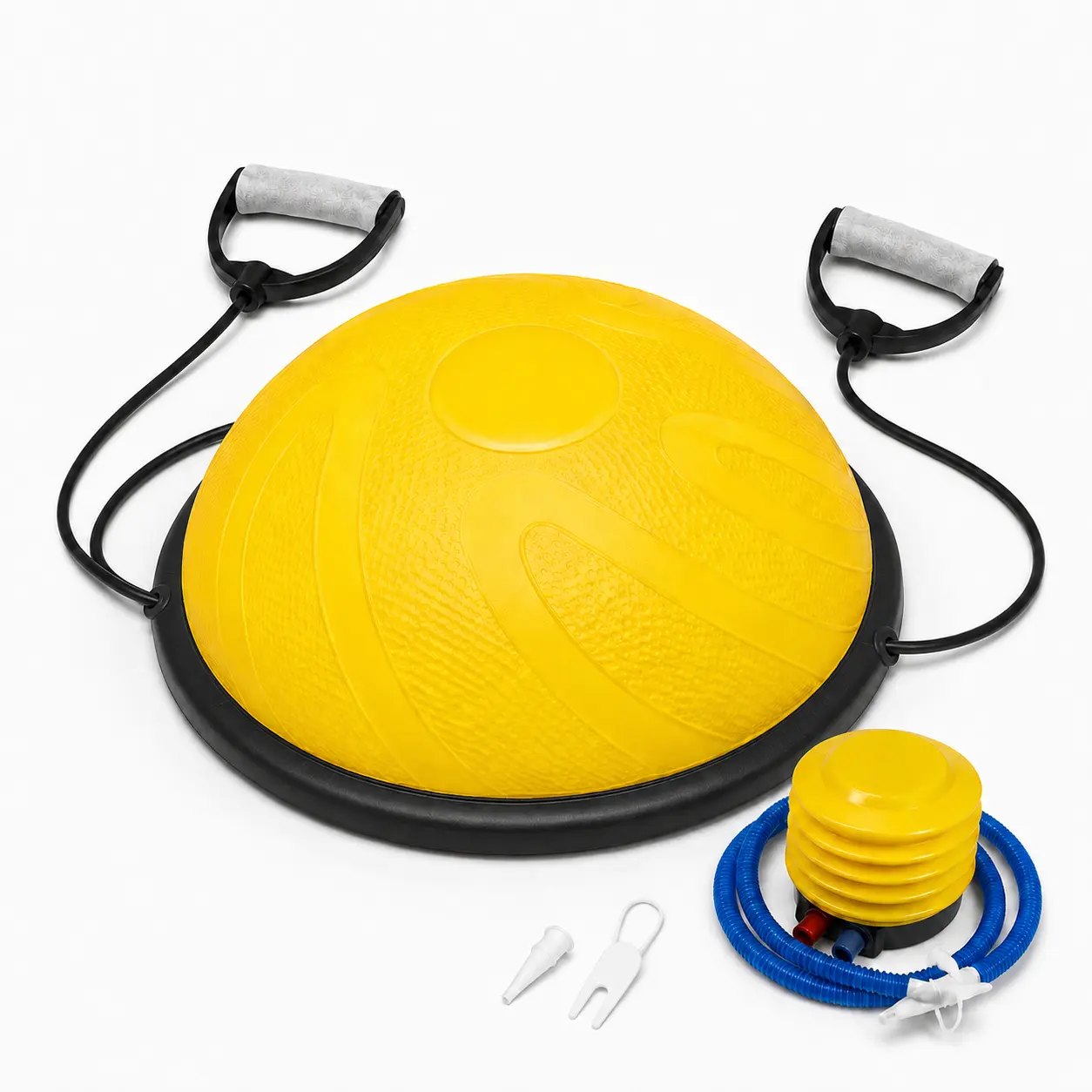 Origem Stability Ball Trainer - Exercise Equipment for Home, Inflatable Core Strength Tool with 2 Resistance Bands, Foot Pump, Workout Guide, Non-Slip Surface, Boosts Coordination, Enhances Balance